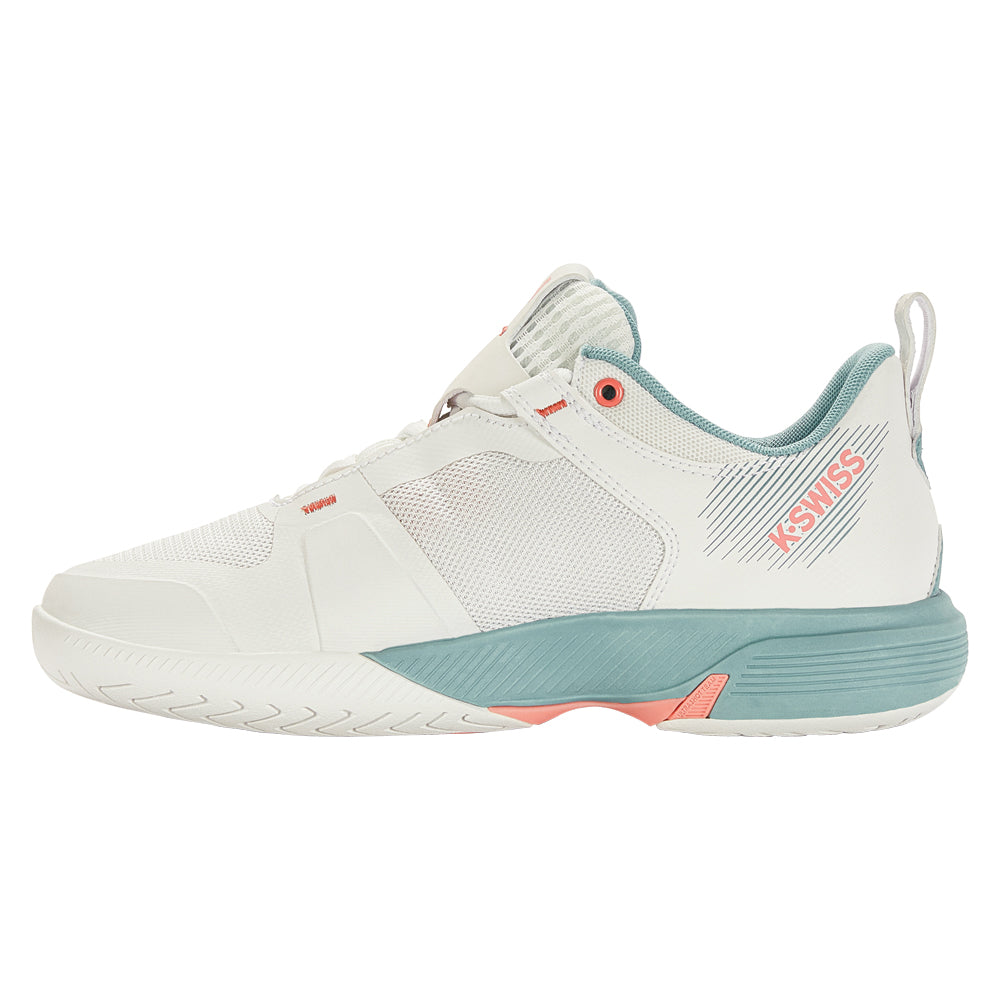 K-Swiss Ultrashot Team Tennis Shoes (Ladies) - Blanc/Nile Blue/Desert Flower