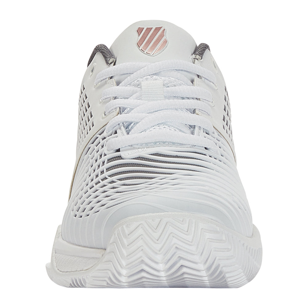 K-Swiss Express Light 3 HB Tennis Shoes (Ladies) - White/Black/Steel Grey/Rose Gold