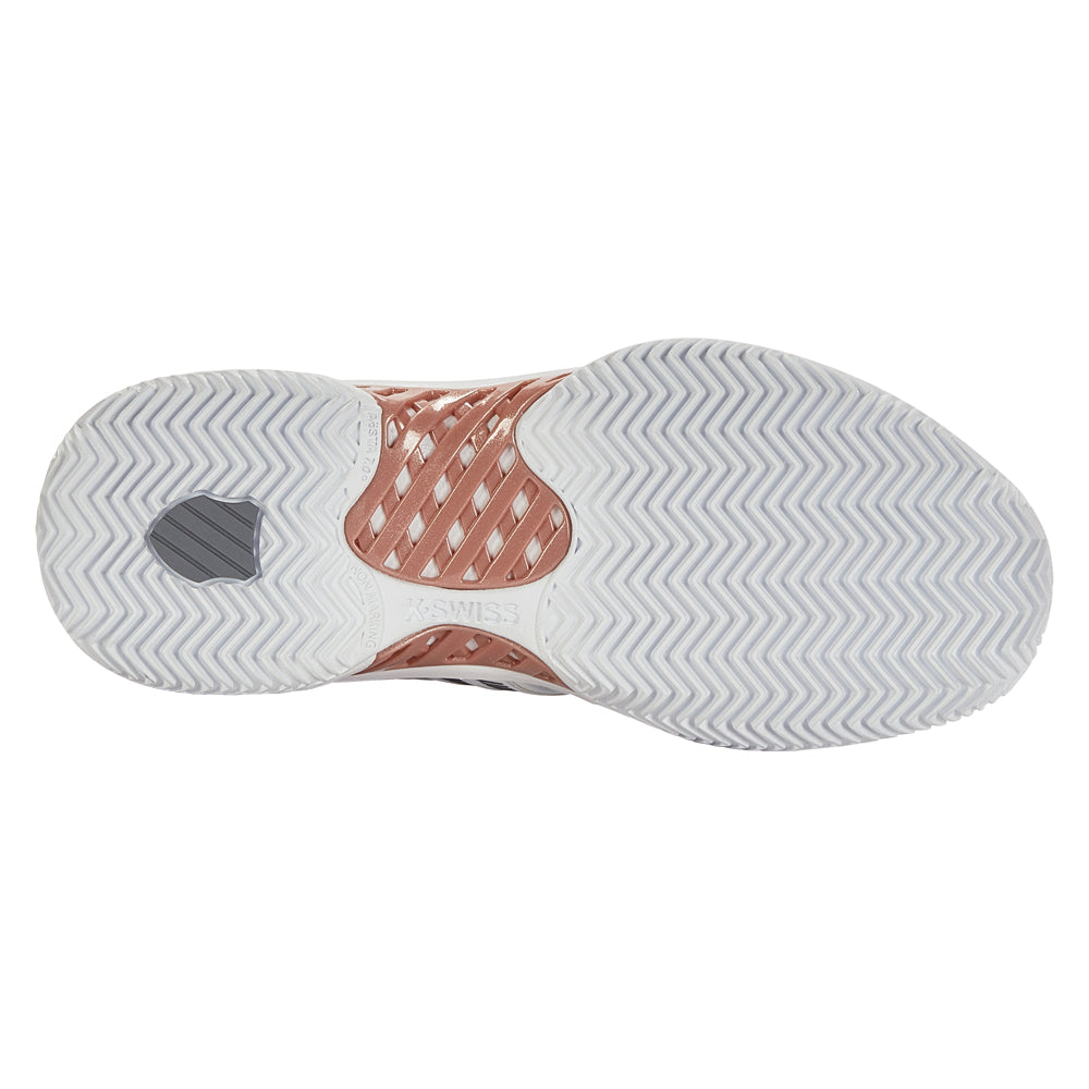 K-Swiss Express Light 3 HB Tennis Shoes (Ladies) - White/Black/Steel Grey/Rose Gold