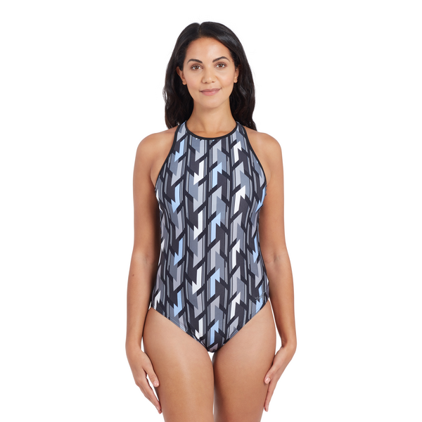 Swimming Costume Suit Zoggs Crossback Women - Metropolis Print