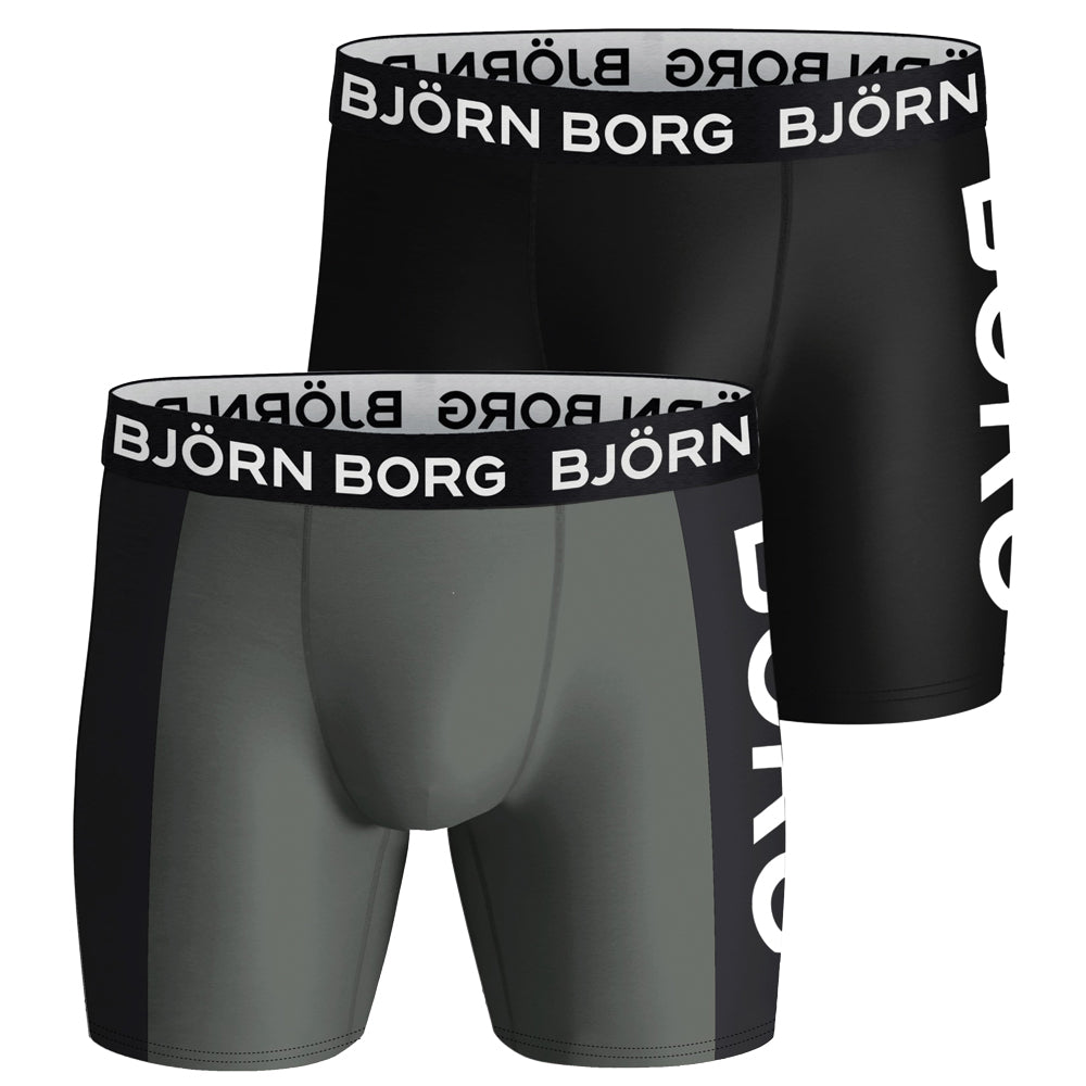 Bjorn Borg Performance Boxer (2-Pack) - Grey/Green/Black