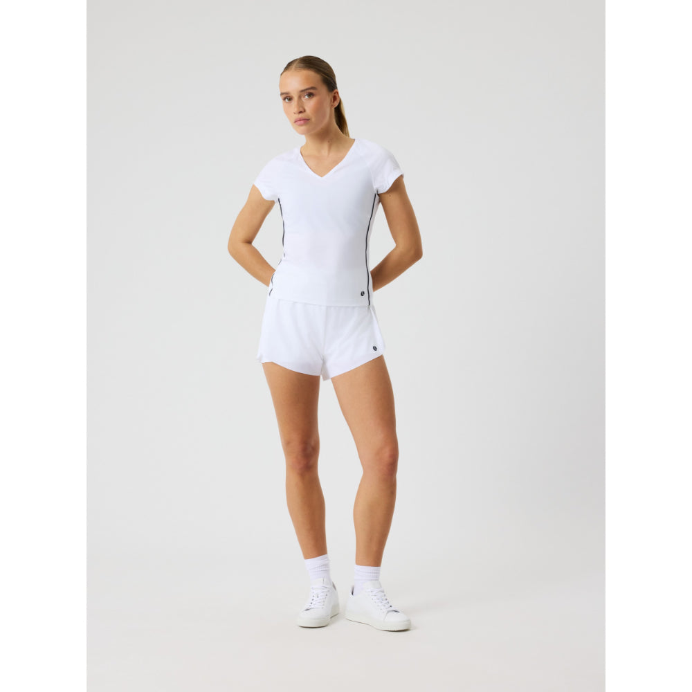 Bjorn Borg Ace V-Neck T-Shirt (Ladies) - Brilliant White