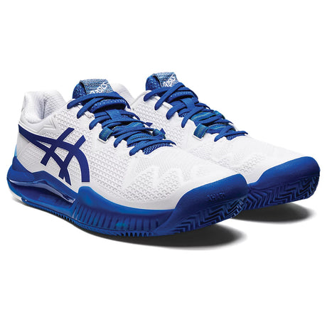 Asics Gel-Resolution 8 Clay Court Tennis Shoe (Mens) - White/Tuna Blue