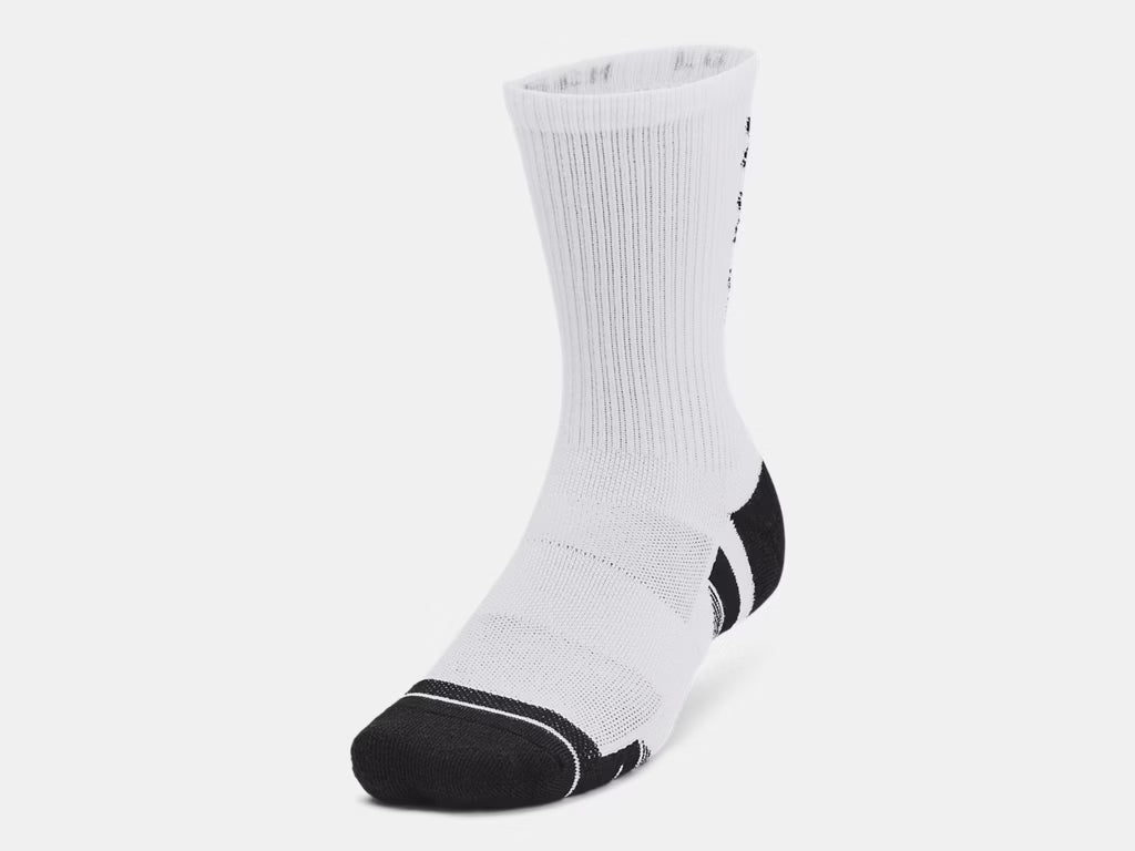 Under Armour Performance Tech 3 pack Crew Sock (Unisex) - White / White / Black