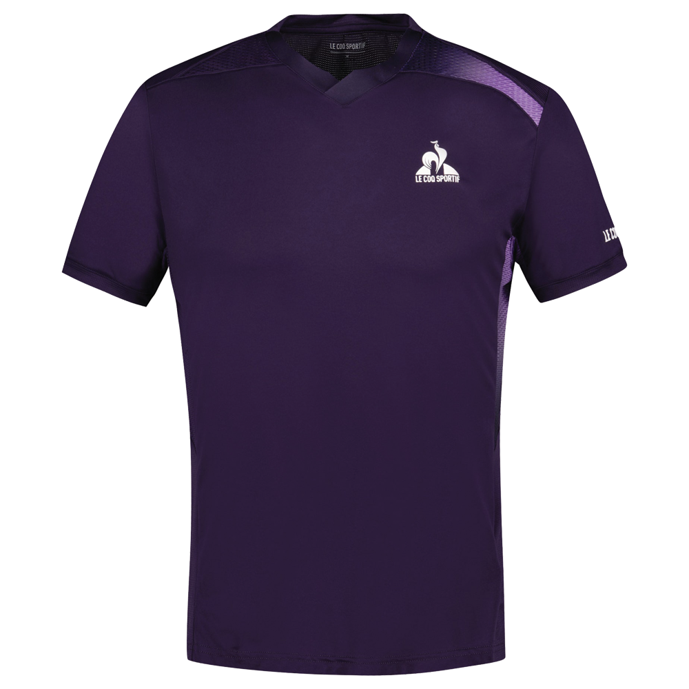 Le Coq Sportif Tennis Pro Short Sleeve Tee Mens Purple Violet