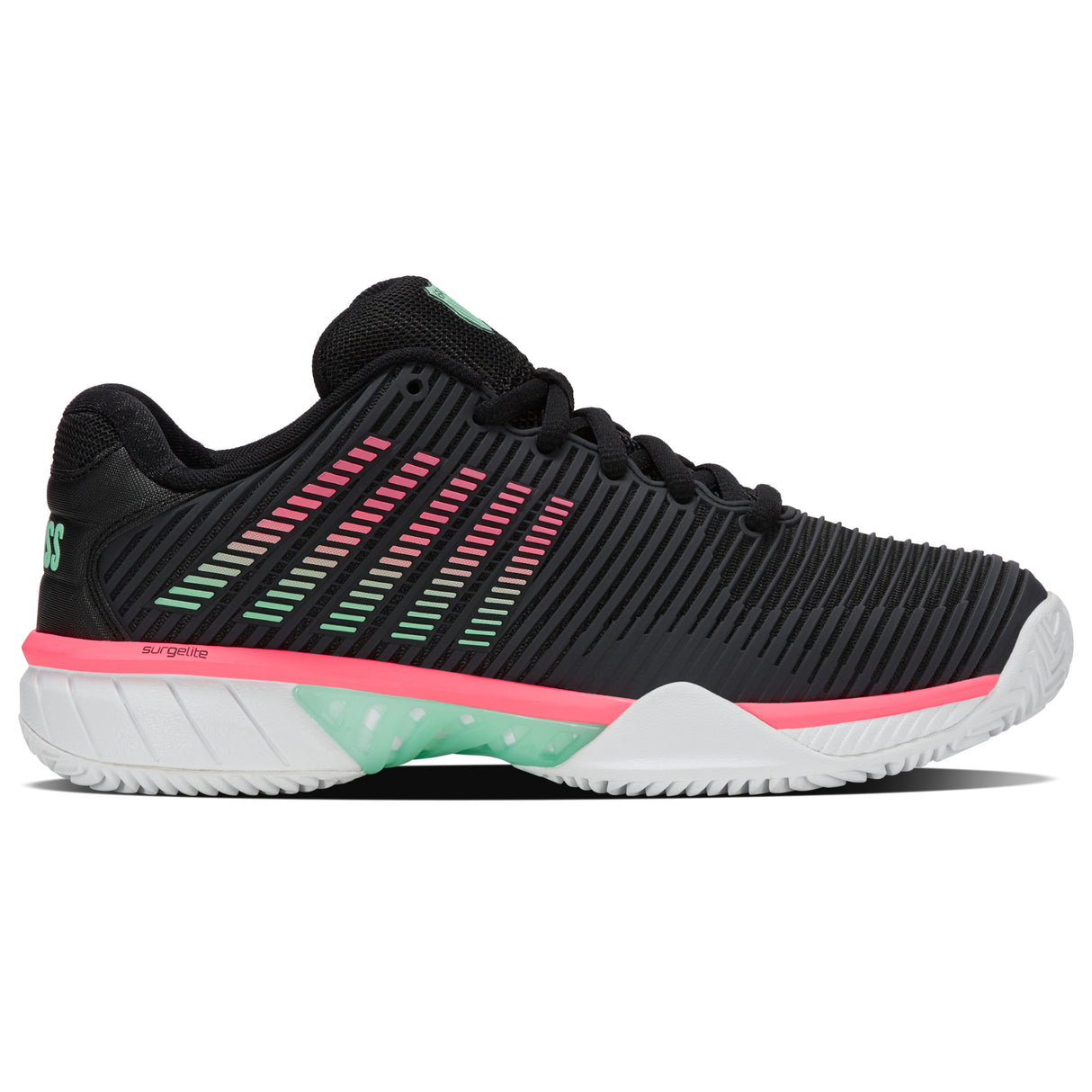 K-Swiss Hypercourt Express 2 Clay Court Tennis Shoe (Ladies) - Black/White/Neon Mint