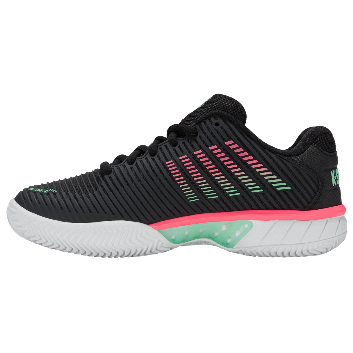 K-Swiss Hypercourt Express 2 Clay Court Tennis Shoe (Ladies) - Black/White/Neon Mint