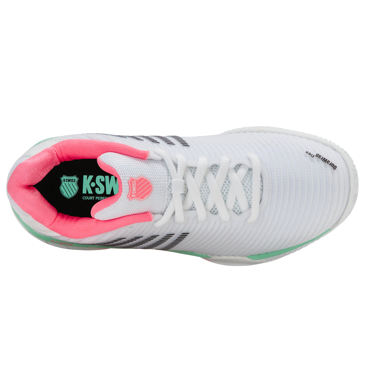 K-Swiss Hypercourt Express 2 Clay Court Tennis Shoe (Ladies) - White/Neon Pastel Pink/Black