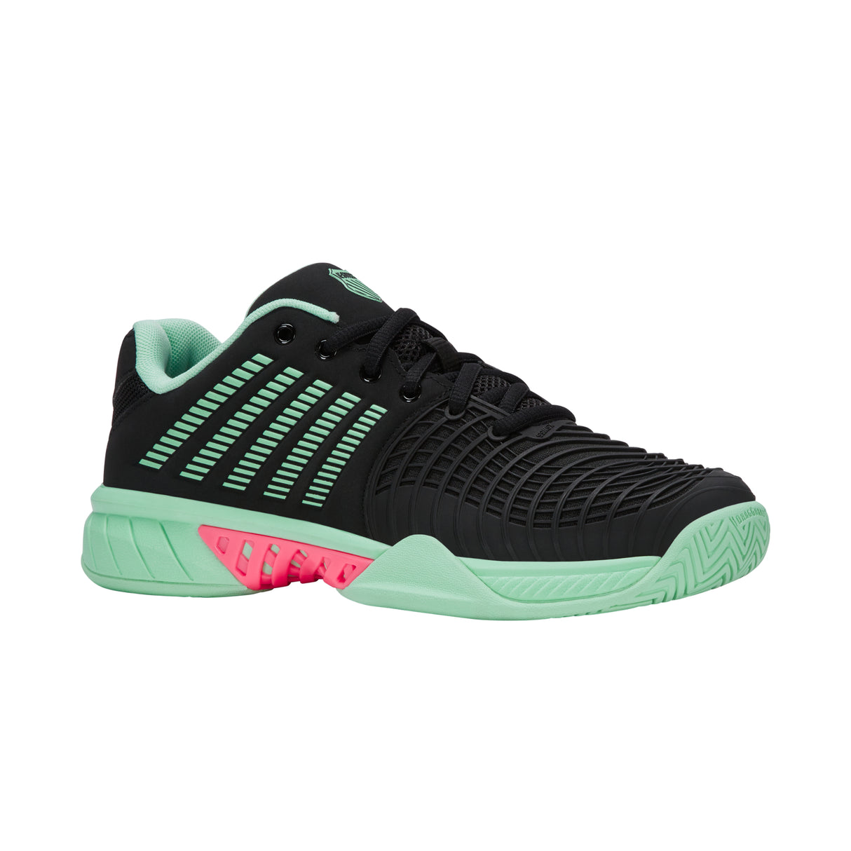 K-Swiss Express Light 3 Tennis Shoe (Ladies) - Black/Neon Mint/Neon Pastel Pink