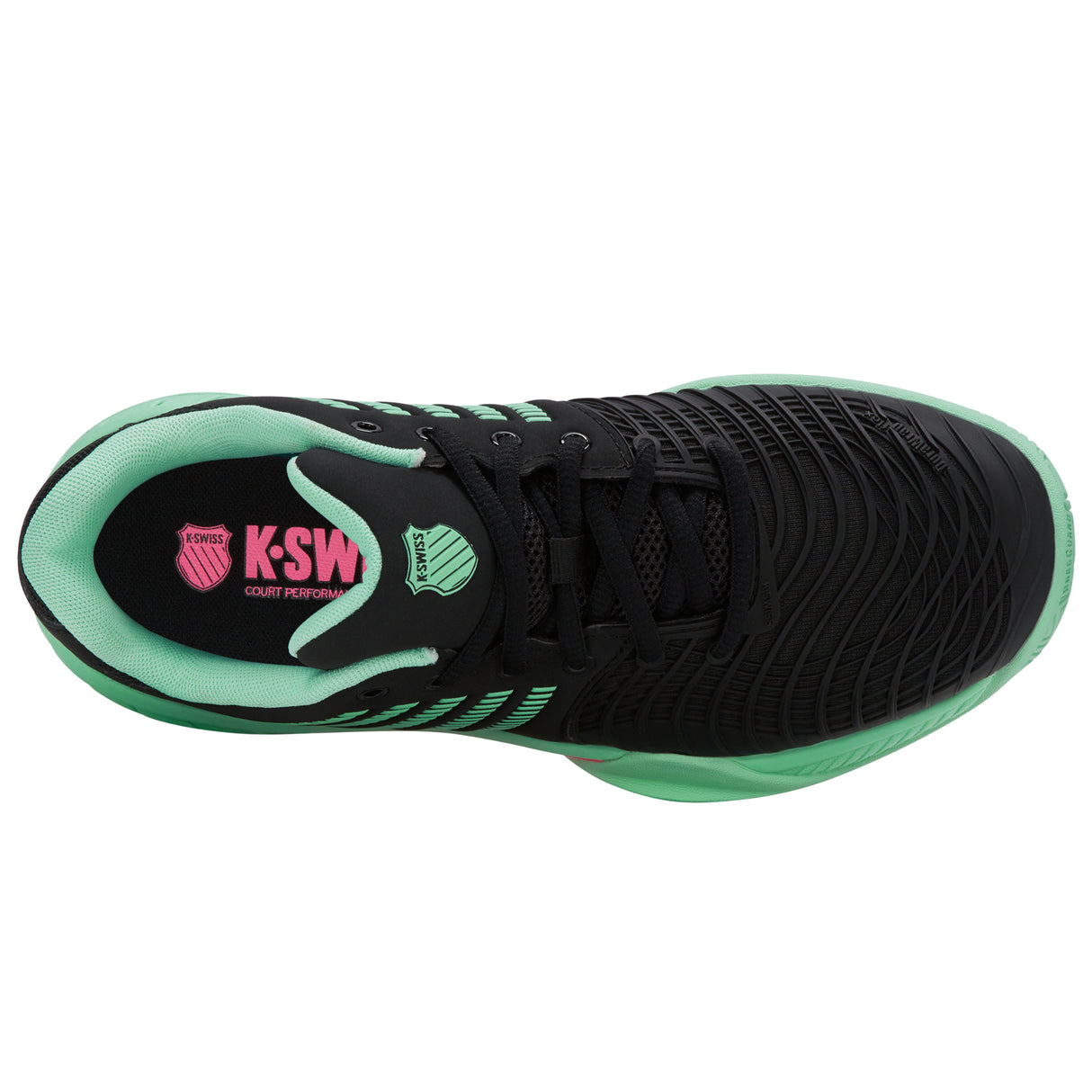 K-Swiss Express Light 3 Tennis Shoe (Ladies) - Black/Neon Mint/Neon Pastel Pink