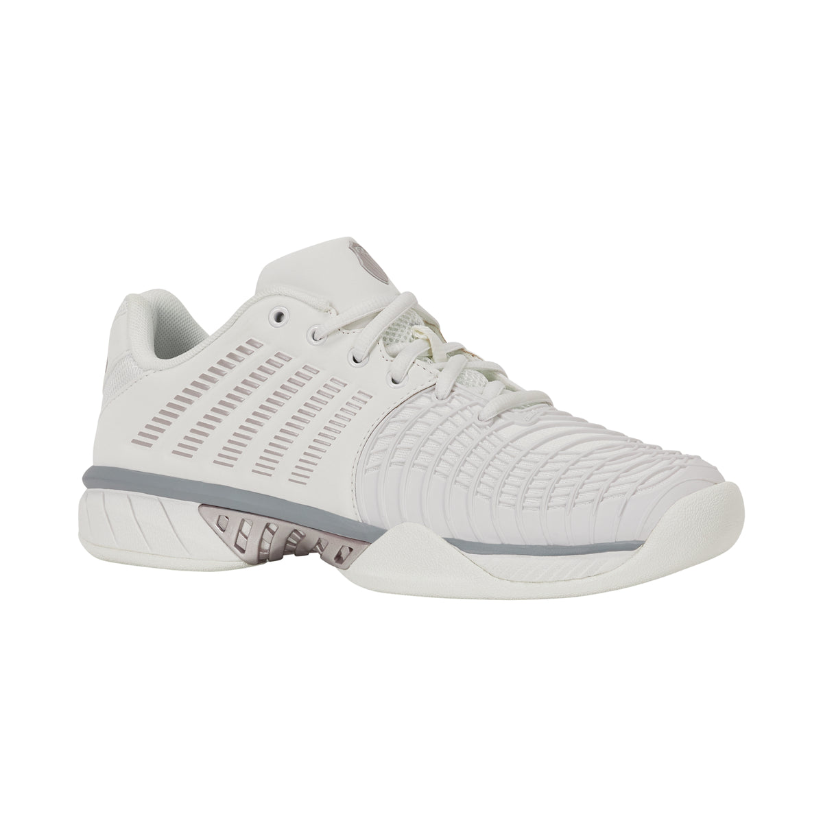 K-Swiss Express Light 3 Carpet Tennis Shoe (Ladies) - Blanc de Blanc/Ultimate Grey/Rose Gold
