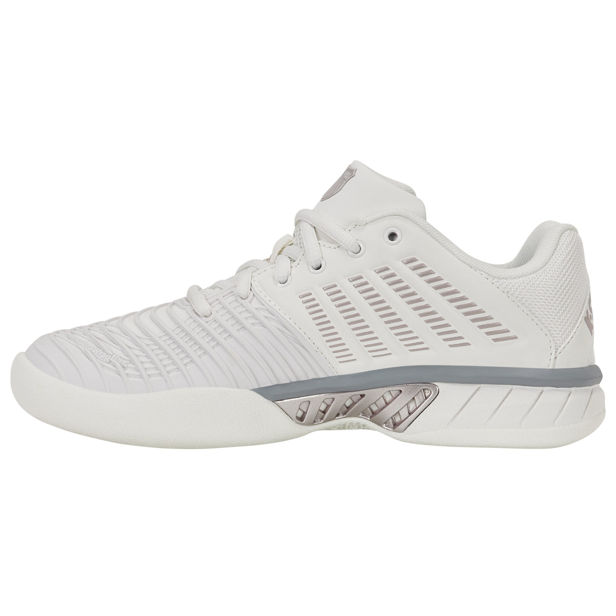 K-Swiss Express Light 3 Carpet Tennis Shoe (Ladies) - Blanc de Blanc/Ultimate Grey/Rose Gold