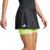 adidas Aeroready Pro Pleated Tennis Skirt (Ladies) - Black/Lucid Lemon
