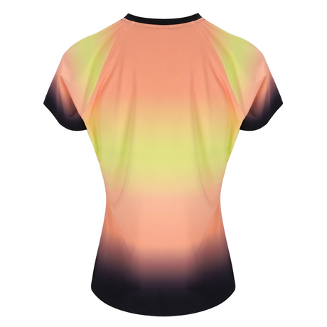Fila Backspin Short Sleeve Tennis Top (Ladies) - Black/Sunset