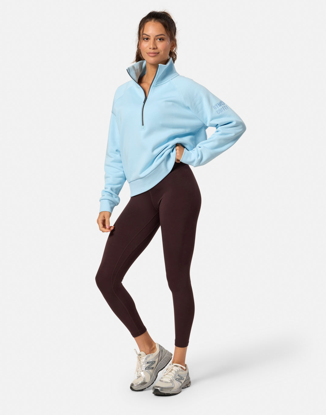 Gym+Coffee Clubhouse Quarter Zip (Ladies) - Baby Blue