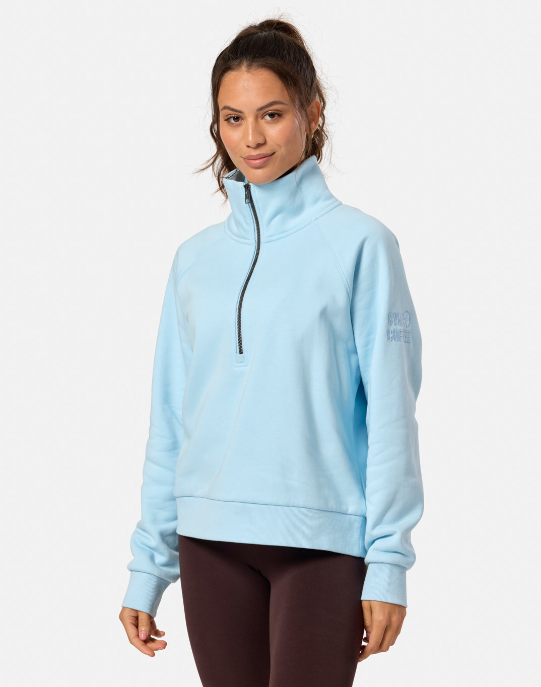 Gym+Coffee Clubhouse Quarter Zip (Ladies) - Baby Blue