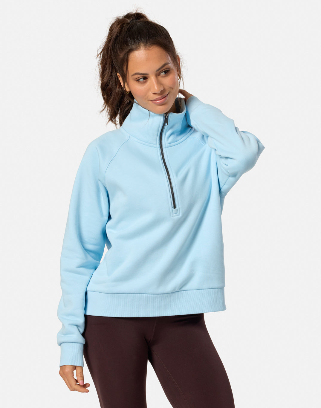 Gym+Coffee Clubhouse Quarter Zip (Ladies) - Baby Blue