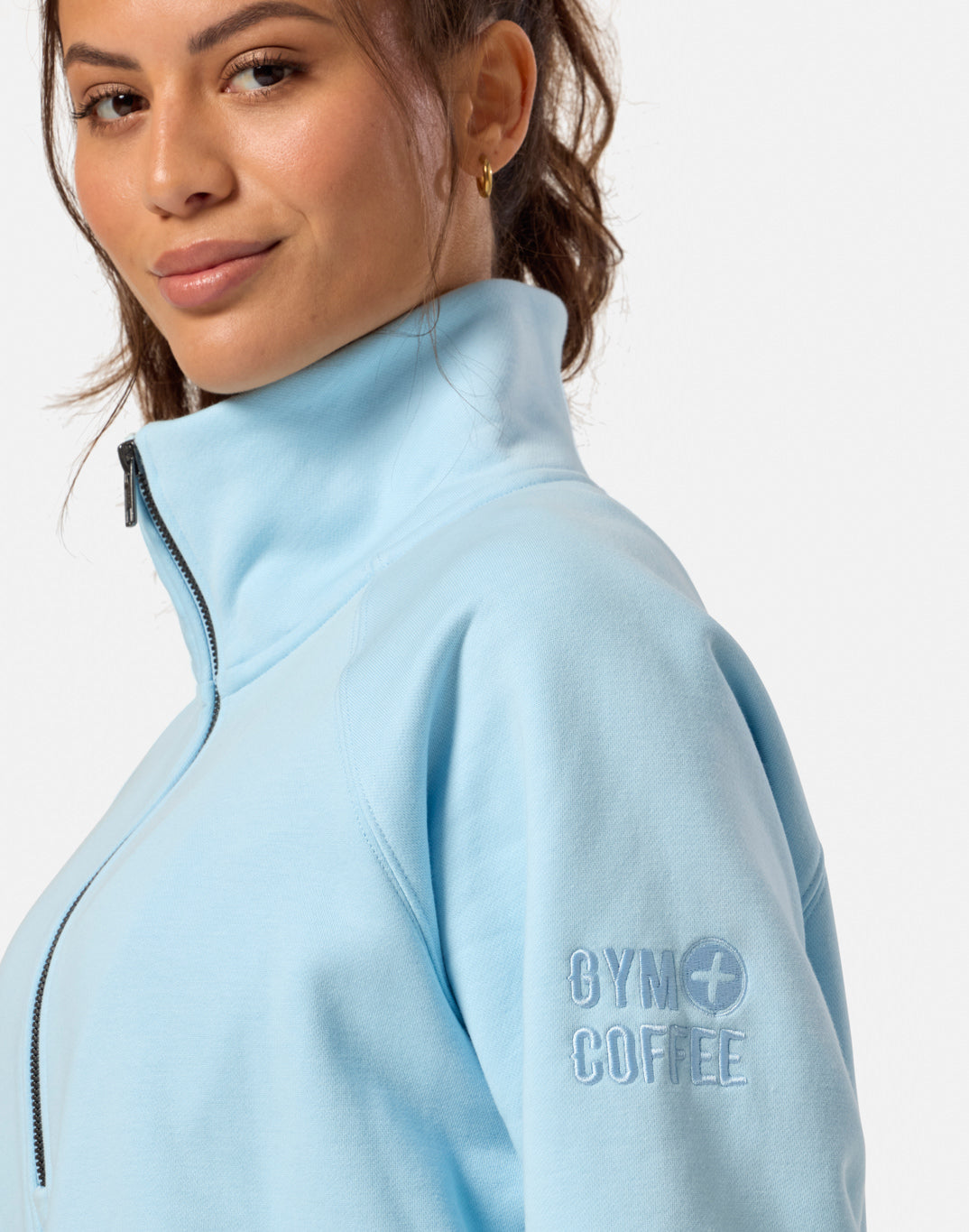 Gym+Coffee Clubhouse Quarter Zip (Ladies) - Baby Blue
