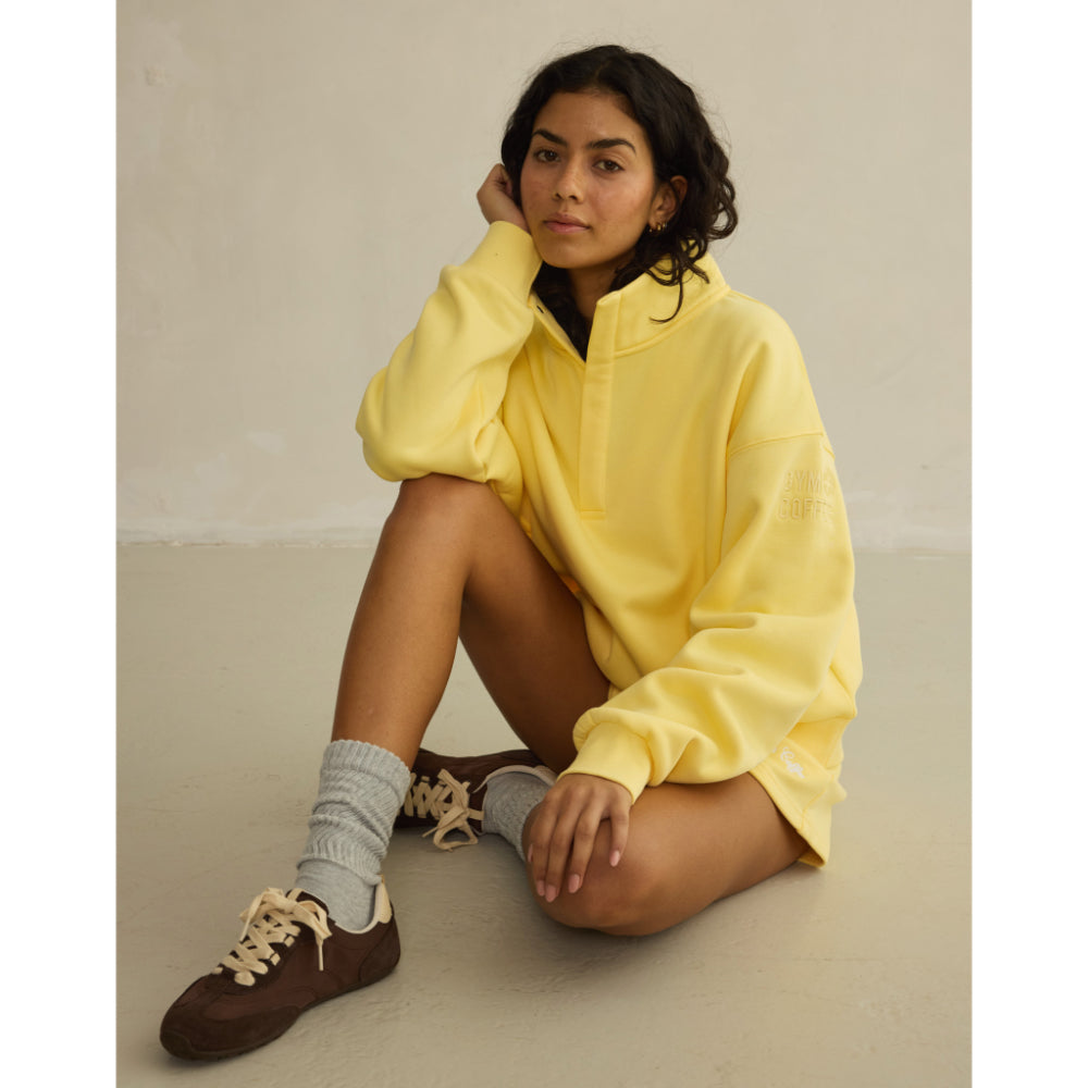 Gym+Coffee Urban Snap Collar Sweatshirt (Ladies) - Lemon Sorbet