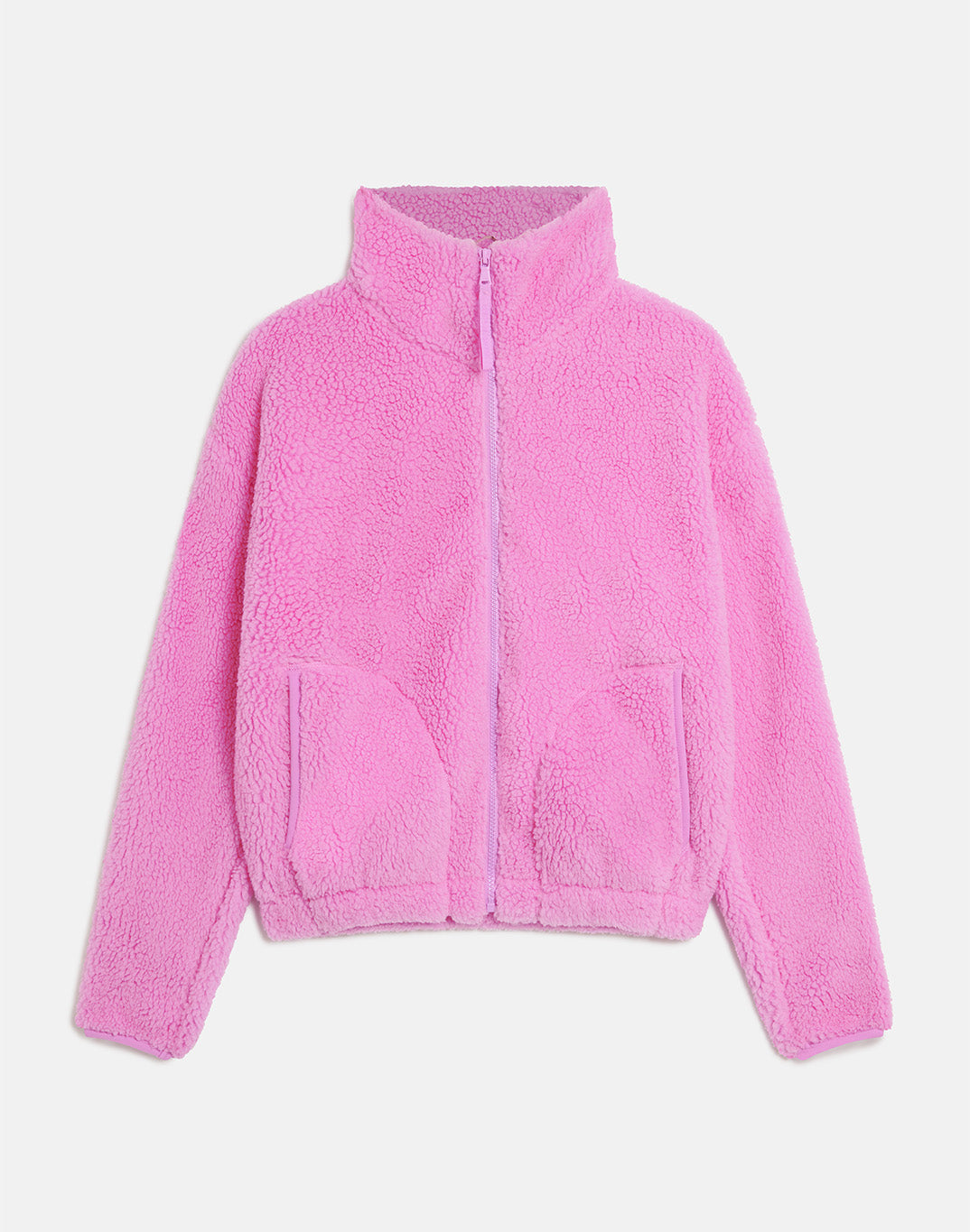 Gym+Coffee Industry Fleece High Collar Jacket (Ladies) - Neon Pink