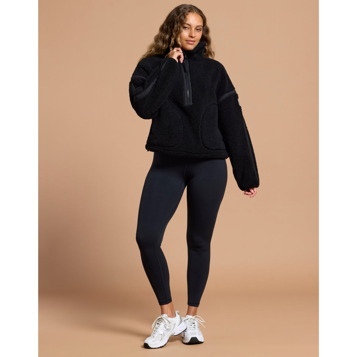 Gym+Coffee Industry Fleece Half Zip (Ladies) - Deep Black