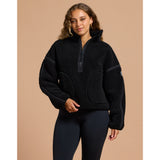 Gym+Coffee Industry Fleece Half Zip (Ladies) - Deep Black