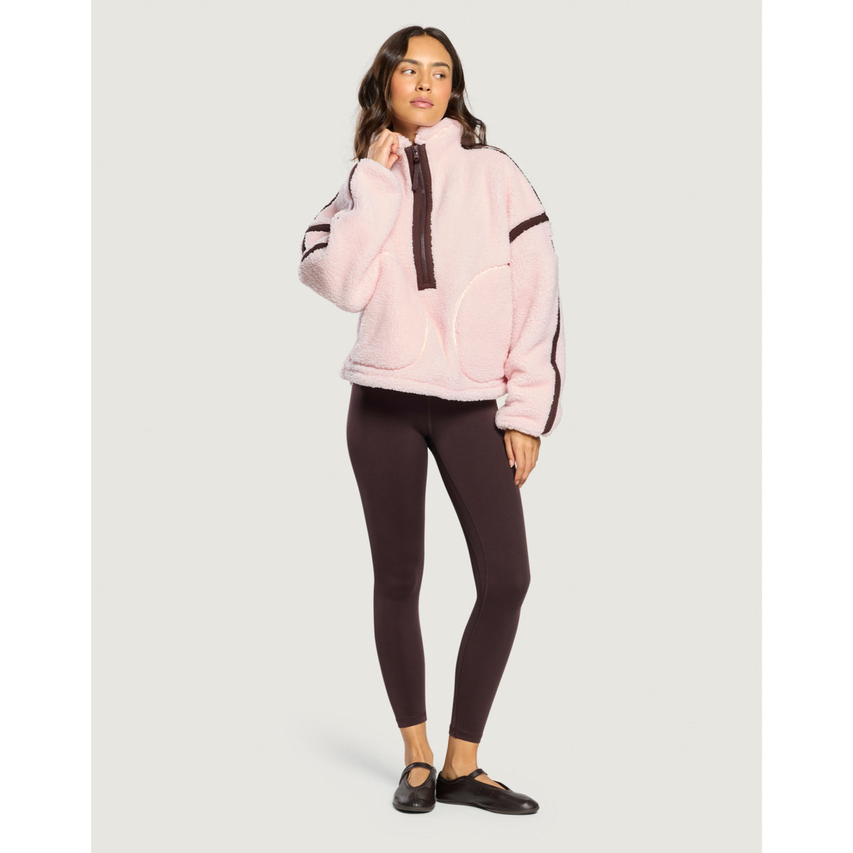 Gym+Coffee Industry Fleece Half Zip (Ladies) - Ballet Pink