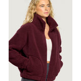 Gym+Coffee Industry Fleece High Collar Jacket (Ladies) - Cherry Crush