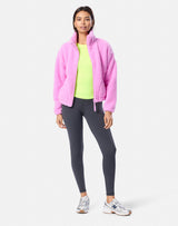 Gym+Coffee Industry Fleece High Collar Jacket (Ladies) - Neon Pink
