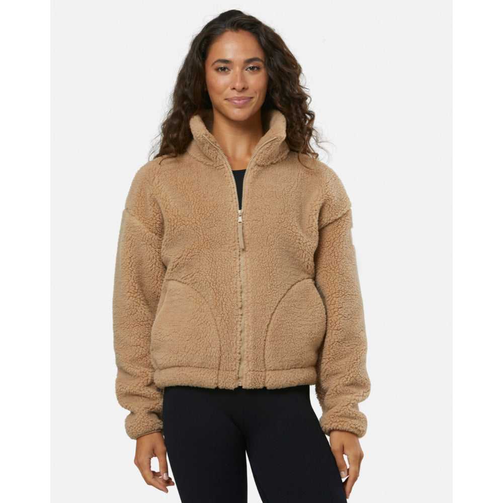 Gym+Coffee Industry Fleece High Collar Jacket (Ladies) - Sandstone