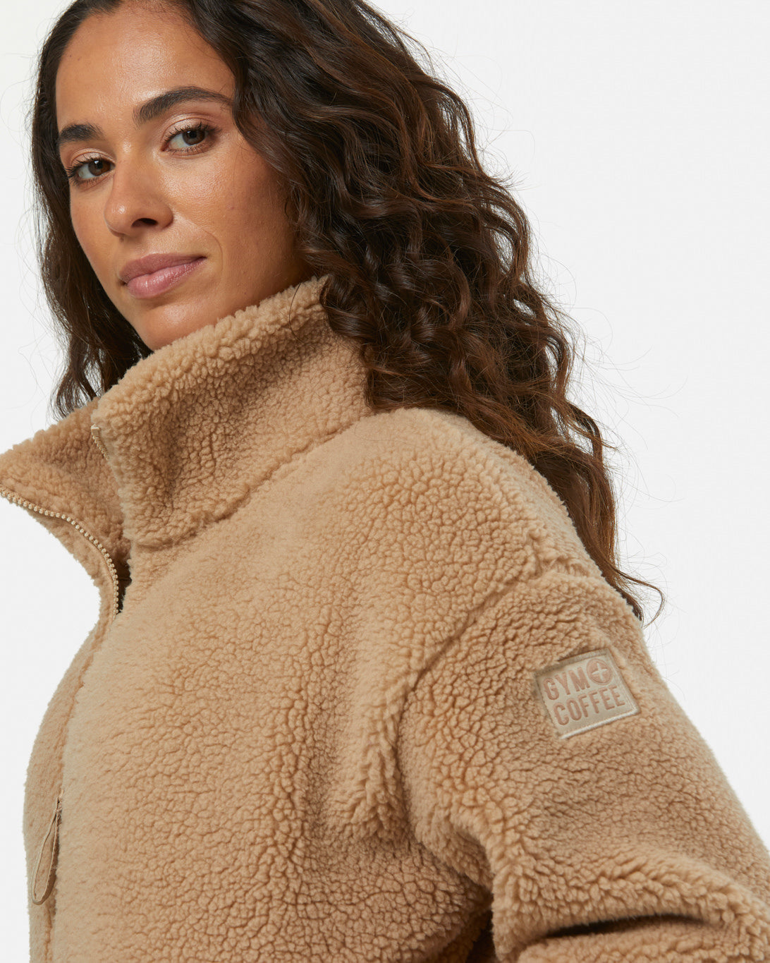 Gym+Coffee Industry Fleece High Collar Jacket (Ladies) - Sandstone