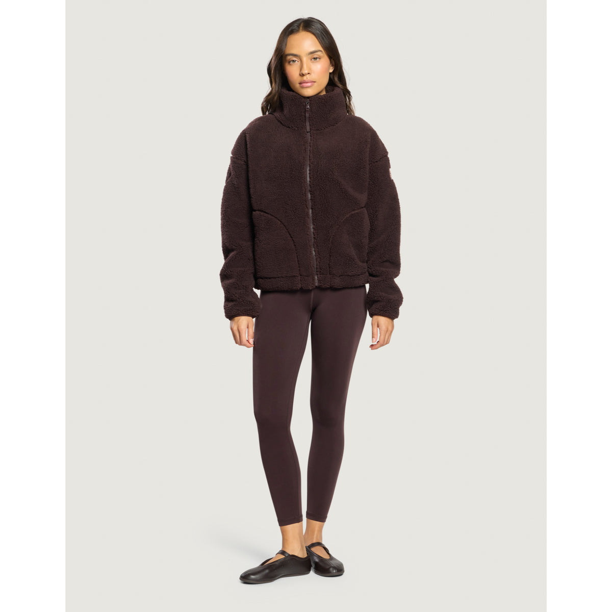 Gym+Coffee Industry Fleece High Collar Jacket (Ladies) - Mocha Bean