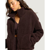 Gym+Coffee Industry Fleece High Collar Jacket (Ladies) - Mocha Bean