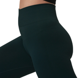 GymPlusCoffee Lotus Chevron Leggings (Ladies) - Moss Green