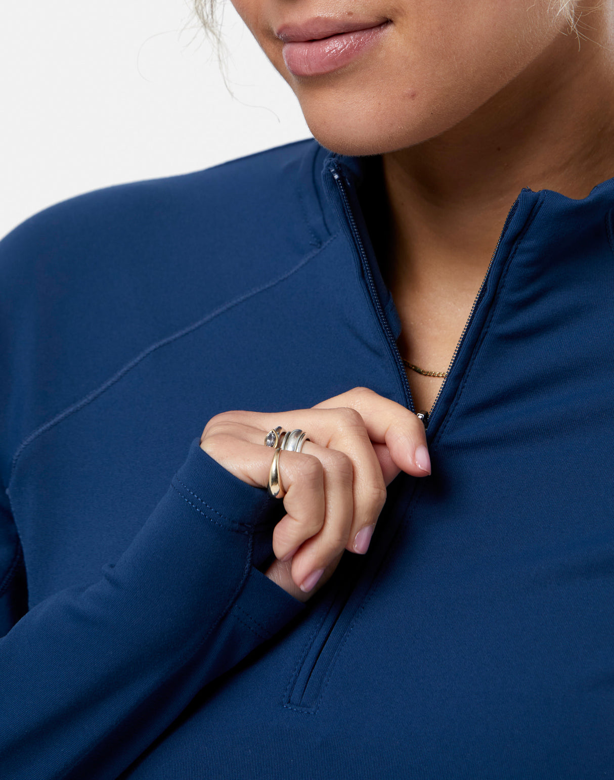 Gym+Coffee Relentless 1/4 Zip (Ladies) - Petrol Blue