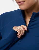 Gym+Coffee Relentless 1/4 Zip (Ladies) - Petrol Blue