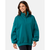 Gym+Coffee Snap Collar Sierra Sweatshirt (Ladies) - Teal