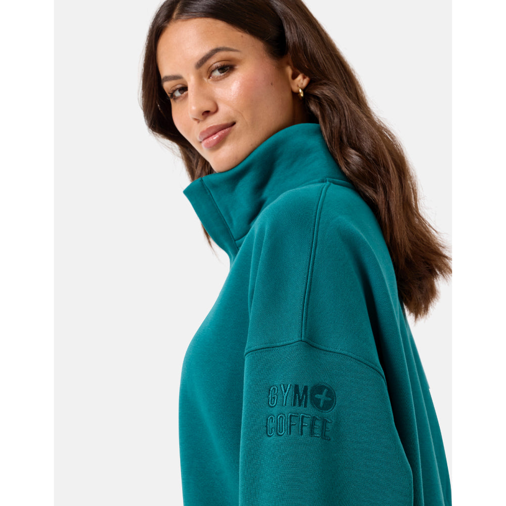 Gym+Coffee Snap Collar Sierra Sweatshirt (Ladies) - Teal