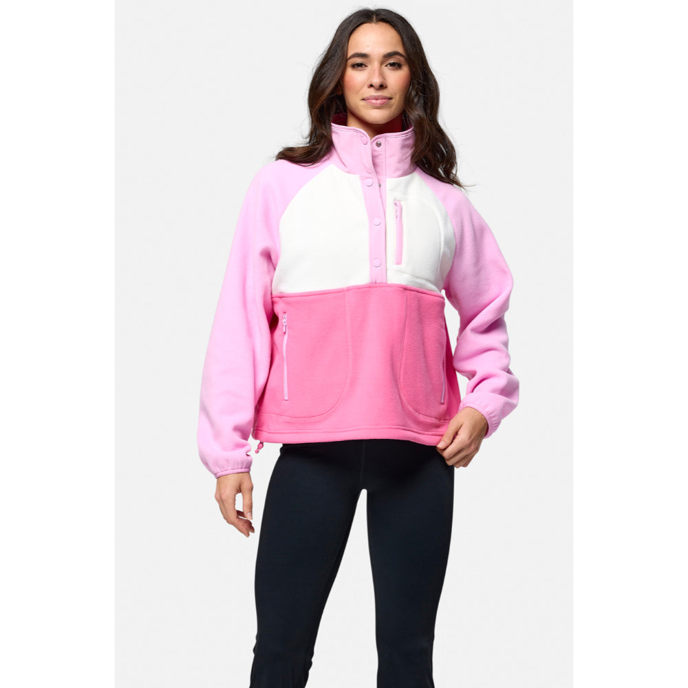 Gym+Coffee Snap Polar Fleece (Ladies) - Cotton Candy