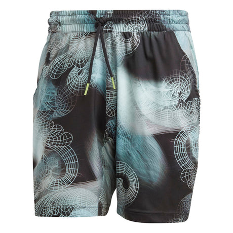 adidas Printed Aeroready Pro Tennis Shorts (Mens) - Black/Semi Flash Aqua/Dash Grey