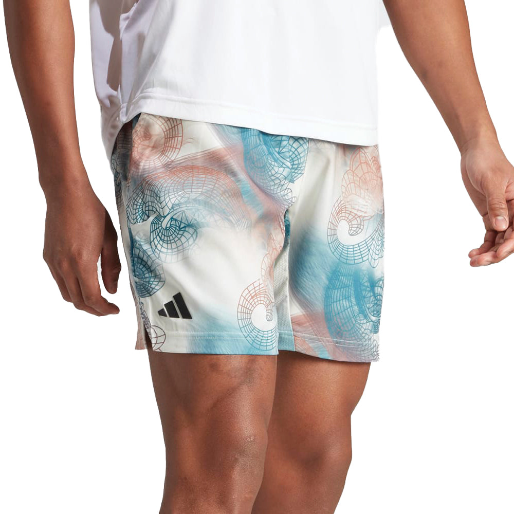 adidas Printed Aeroready Pro Tennis Shorts (Mens) - White/Arctic Fusion/Wonder Clay