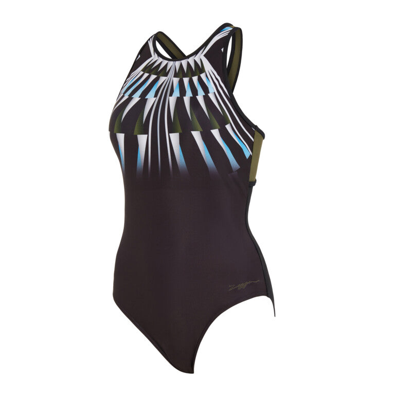 Swimming Costume Zoggs Hi-Cross X Back Women - Aqua Geo