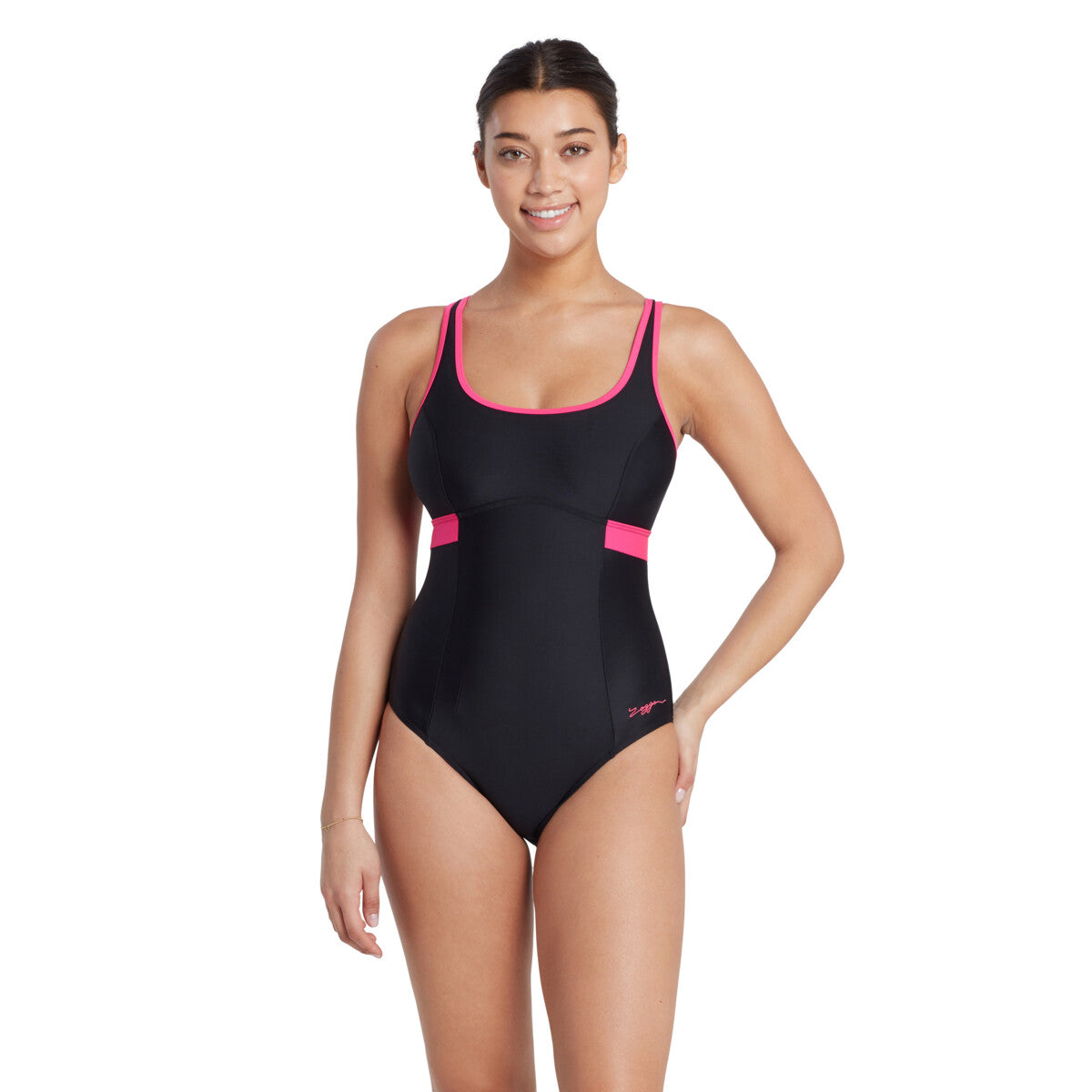 Swimming Costume Zoggs Dakota Crossback Women -Black/Magenta