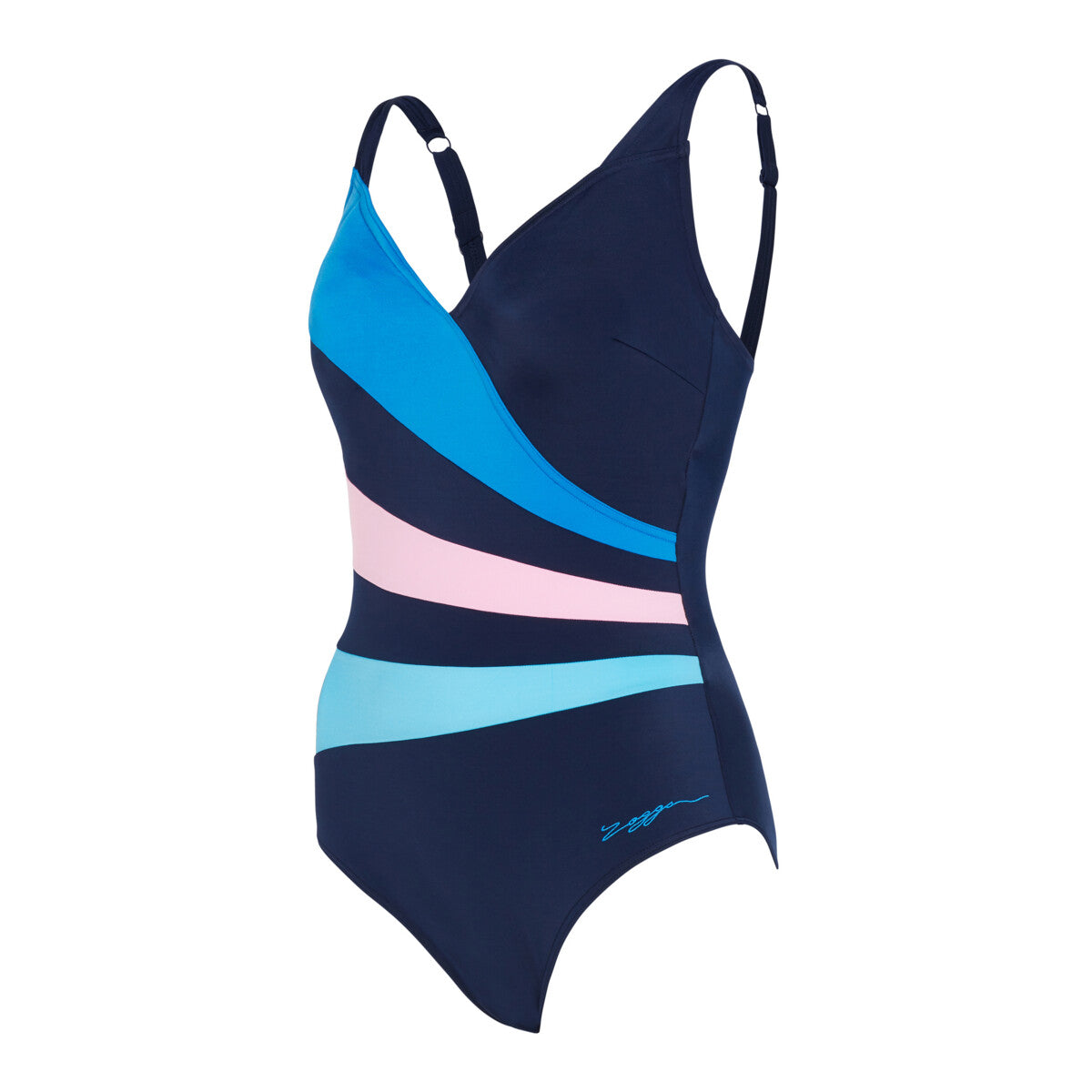Swimming Costume Zoggs Wrap Panel Classicback Women - Navy/Blue/Pink
