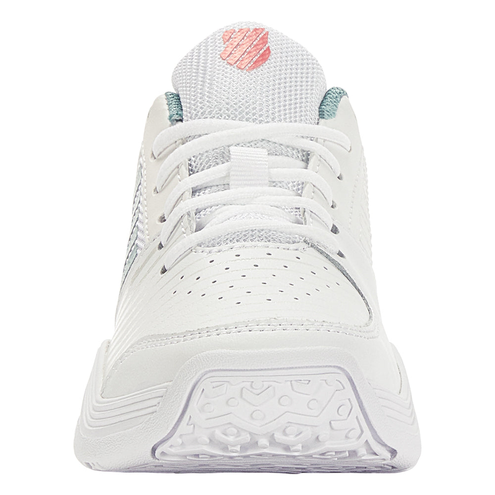 K-Swiss Court Express Omni Tennis Shoes (Girls) - White/Nile Blue/Desert Flower