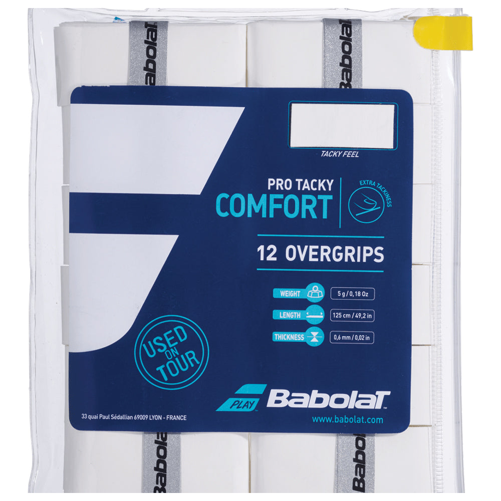 Babolat Pro Tacky Overgrip (12 Pack) - White