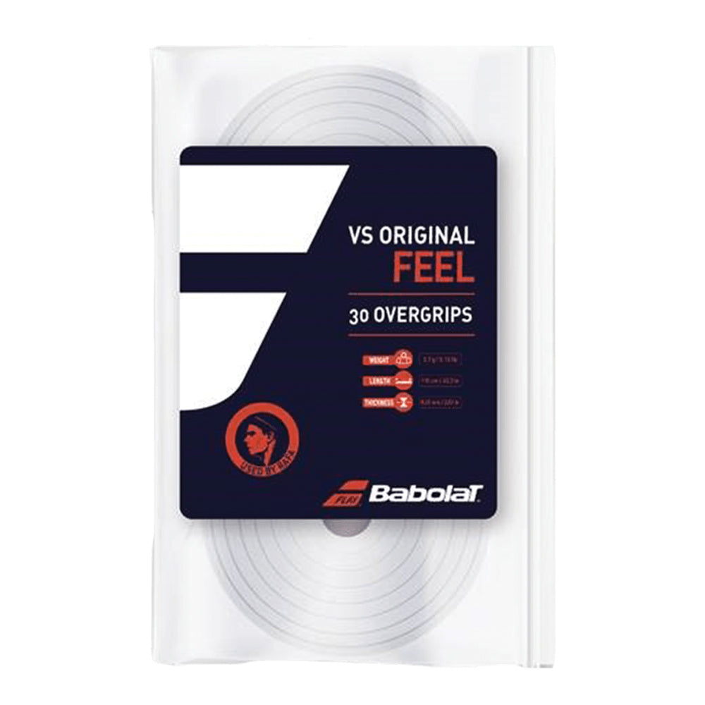 Babolat VS Original Feel Tennis Racket Grips (30 Pack) - White