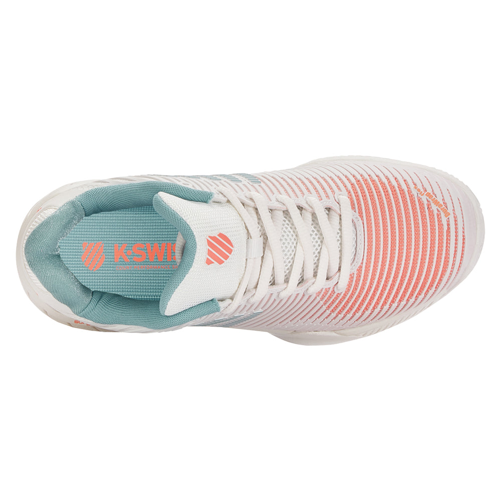 K-Swiss Hypercourt Express 2 HB Tennis Shoes (Ladies) - Blanc/Nile Blue/Desert Flower