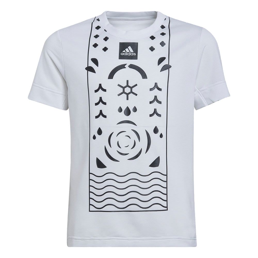 Boys white adidas 2025 t shirt