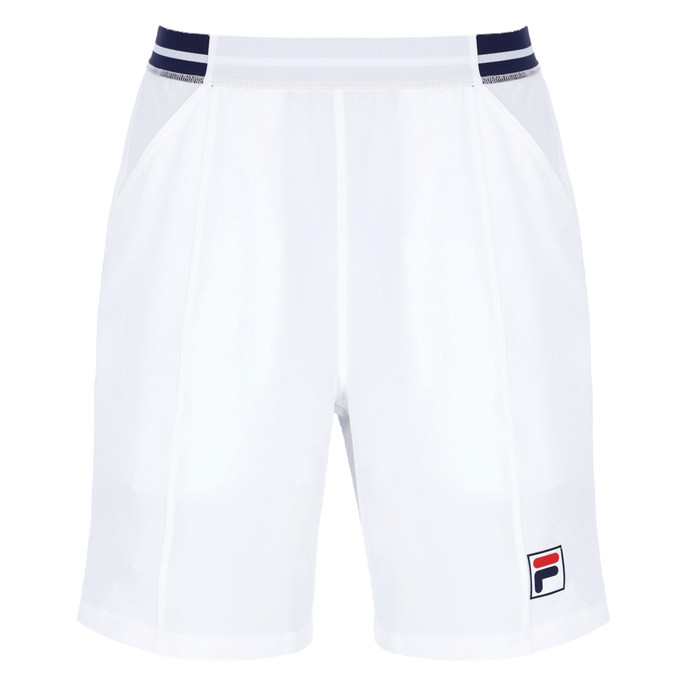 Fila Heritage Stretch Woven Tennis Short (Mens) - White/Navy